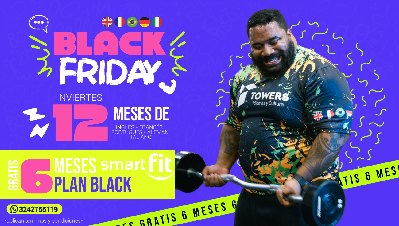 12 meses de clases avanzadas en uno de nuestros idiomas (Francés, Alemán, Portugués o Italiano) + 6 meses GRATIS de membresía black en SmartFit