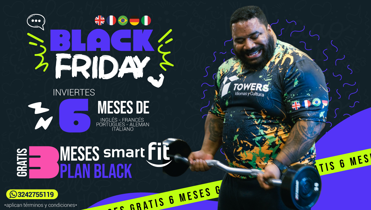 6 meses de clases avanzadas en uno de nuestros idiomas (Francés, Alemán, Portugués o Italiano) + 3 meses GRATIS de membresía black en SmartFit