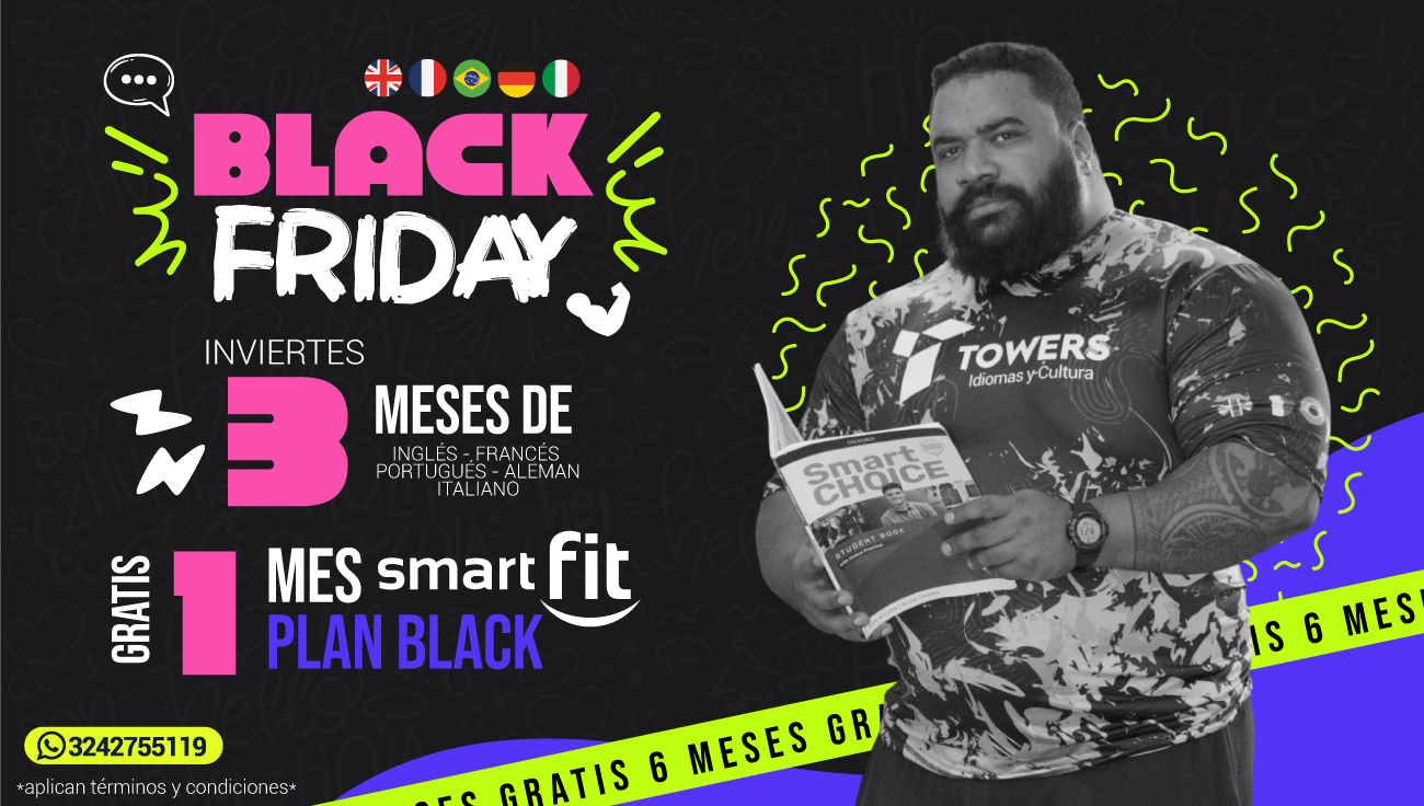 3 meses de clases avanzadas en uno de nuestros idiomas (Francés, Alemán, Portugués o Italiano) + 1 mes GRATIS de membresía black en SmartFit