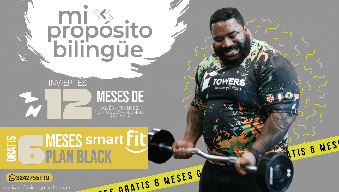12 meses de clases avanzadas en uno de nuestros idiomas (Francés, Alemán, Portugués o Italiano) + 6 meses GRATIS de membresía black en SmartFit
