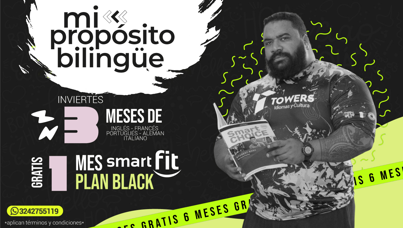 3 meses de clases avanzadas en uno de nuestros idiomas (Francés, Alemán, Portugués o Italiano) + 1 mes GRATIS de membresía black en SmartFit